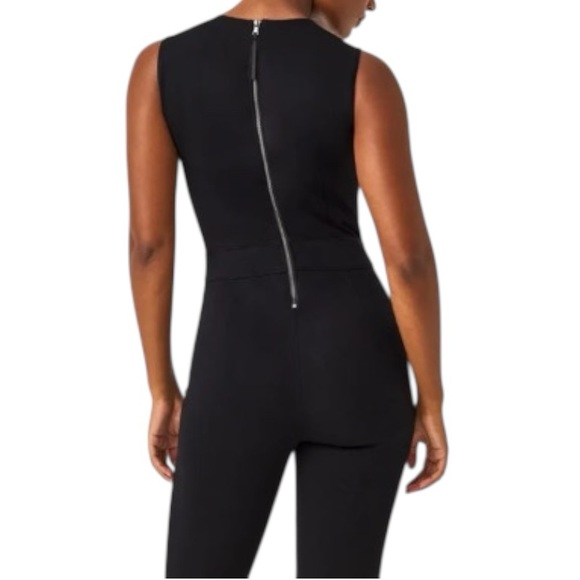 Spanx Perfect Sleeveless Jumpsuit Black 1X Wide Leg Shaping V-Neck Career Chic - Picture 7 of 16